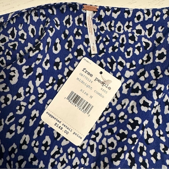 NWT Free People | Women's Blue White Animal Leopard Print Wrap Maxi Dress Size M - Picture 11 of 12
